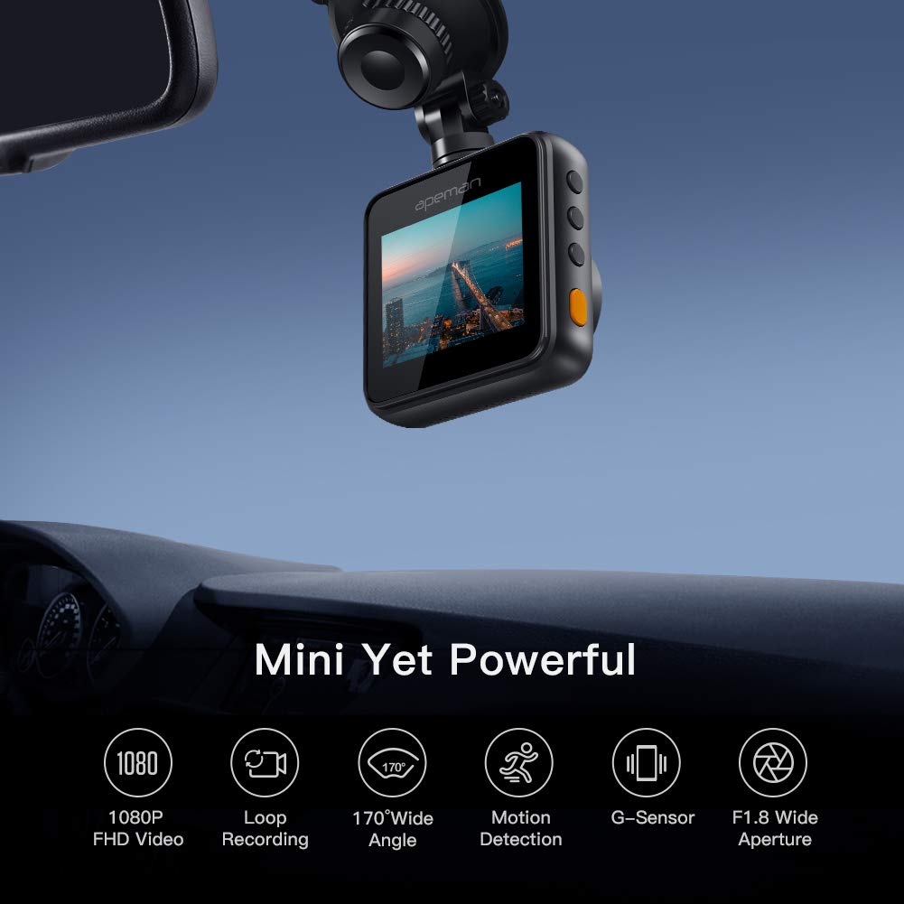 Apeman C420D Cube Front and Rear Dash Cams with 170° Field of View and 1080p Full HD