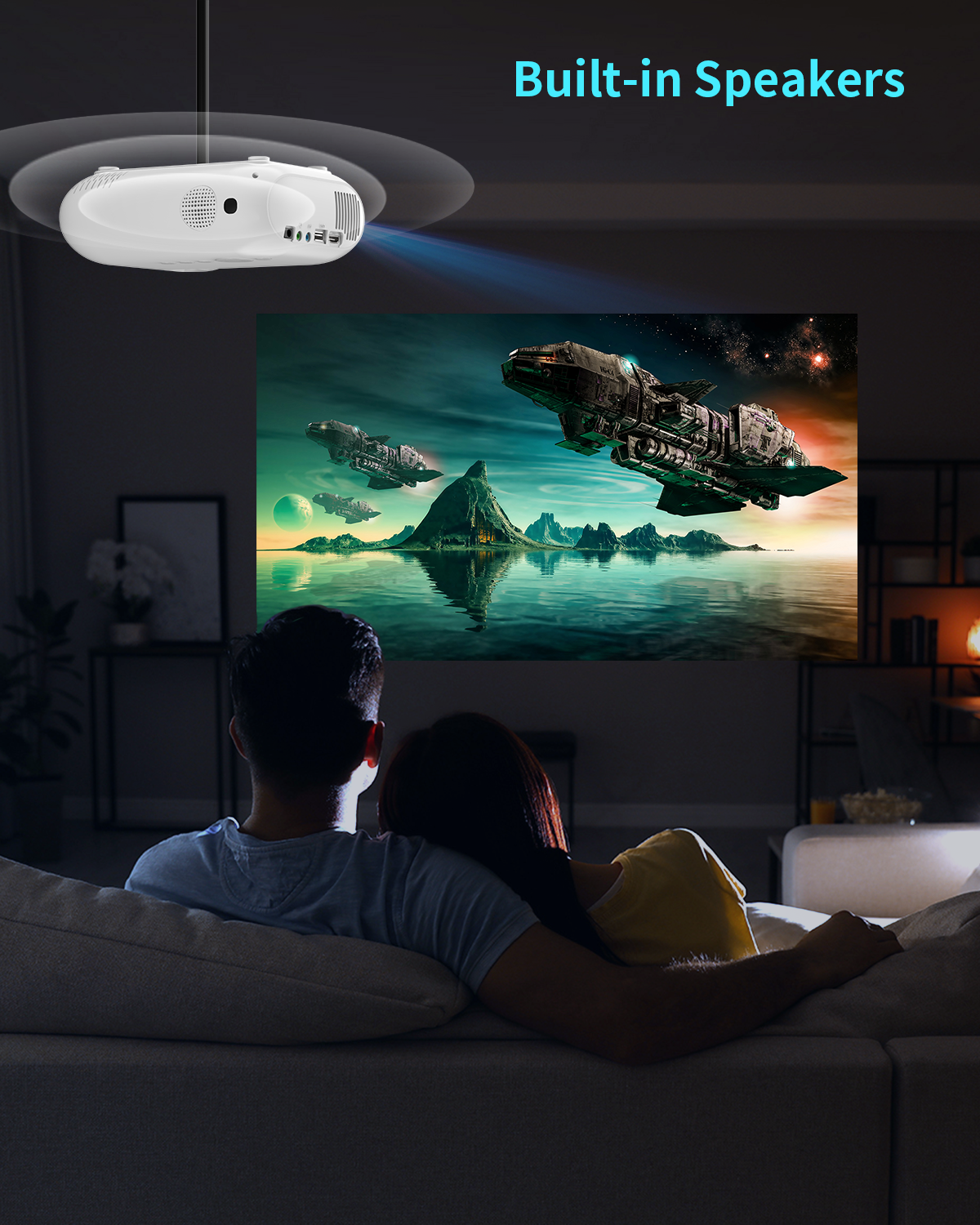apeman LC700 Native 1080P Projector with Built-in Netflix/Prime Video/YouTube